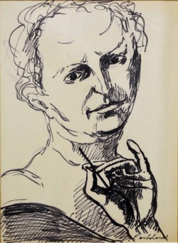 Torino 1902 – Roma 1975</br> Autoritratto, 1953</br> Feltro su carta (mm 440 x 320)