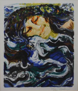 Torino 1902 – Roma 1975 </br>Tra le onde un viso, 1966 </br>Litografia (mm 425 x 500)