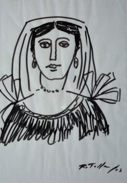 Catanzaro 1918 – Milano 2006 </br>Donna di Rende, 2003 </br>Disegno su carta (mm 300 x 210)