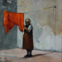 Milano 1927 </br>Al sole</br> Olio su tavoletta (cm 16 x 16)