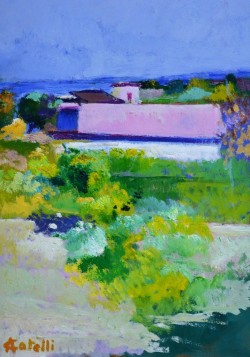 Napoli 1886 – 1978</br> La casa di Licola</br> Olio su tela (cm 33,5 x 48,5)