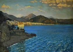 Benevento</br> Veduta di Salerno dalla Torre Crestarella</br> Olio su tela (cm 74 x 104)