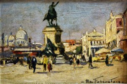 Napoli 1888 – Roma 1962</br> Mattina di domenica</br> Olio su cartone (cm 9 x 13,5)