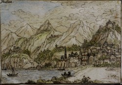 XIX secolo</br> Salerno</br> Disegno acquerellato a china (mm 150 x 200)
