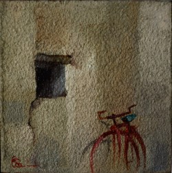 Milano 1927 </br>Il muro </br> Olio su tavoletta (cm 12 x 12)