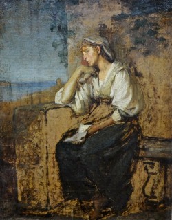 XIX secolo</br> Amore lontano</br> Olio su tela (cm 29,5 x 38,5)