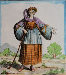 Roma 1781 – 1835 </br>Donna di San Costantino </br> Stampa acquerellata (mm 240 x 260)