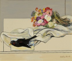 Tramonti 1922 – Salerno 2017 </br>Il merlo, 1967</br> Olio su tela (cm 50 x 60)