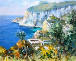 Napoli 1909 – Capri 1994 </br> La Certosa di Capri</br> Olio su tela (cm 47 x 38)