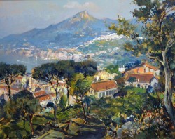 Napoli 1943 – 1998</br> Raito da Vietri, 1969</br> Olio su tavola (cm 38,5 x 48)