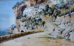 Maiori 1845 – 1924</br> I Cappuccini di Amalfi</br> Acquerello su carta (mm 210 x 340)