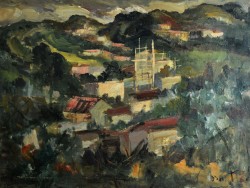 XX secolo </br>Paesaggio scomposto</br> Olio su tela (cm 80 x 60)