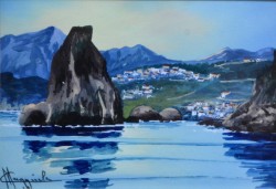 XIX secolo</br> Vietri dal mare</br> Gouache su carta (mm 100 x 140)