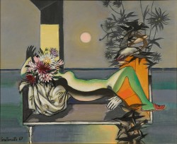 Tramonti 1922 – Salerno 2017 </br>Paesaggio di donna, 1967</br> Olio su tela (cm 35 x 50)