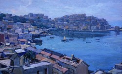 Torraca 1892 – 1971</br> Mattino a Pozzuoli</br> Olio su tavola (cm 26,5 x 43,5)