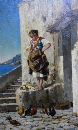 Maiori 1843 – 1924</br> La piccola massaia</br> Olio su tavola (cm 23,5 x 38,5)
