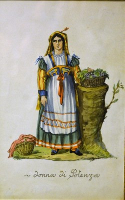 XX secolo</br> Donna di Potenza, 1840 </br>Acquerello (cm 15 x 23)