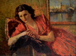 Maratea 1878 – Napoli 1955</br> Lontani pensieri, 1922 </br>Olio su tela (cm 100 x 73)