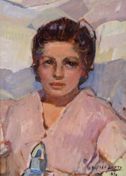 Torraca 1892 – 1971</br> Dopo il pianto</br> Olio su tavola (cm 24 x 34)