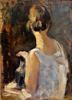 Maratea 1878 – Napoli 1955 </br>Pudore e seduzione, 1933 </br>Olio su cartone (cm 36 x 49,5)