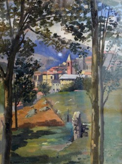 Torraca 1892 – 1971</br> Veduta di Torraca</br> Olio su tavola (cm 29 x 38)