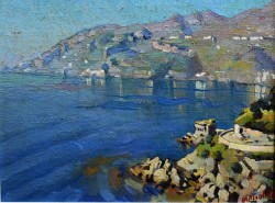 Maiori 1891 – Cetara 1978</br> La Torre Normanna</br> Olio su tavola (cm 16 x 20,5)