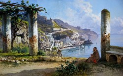 Napoli 1824 – 1916</br> Amalfi dai Cappuccini</br> Acquerello su cartoncino (mm 250 x 400)