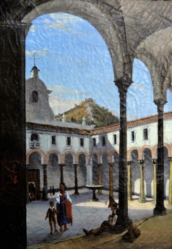 Vasto 1820 – Napoli 1870 </br> Chiostro del Duomo di Salerno</br> Olio su tela (cm 26 x 38)