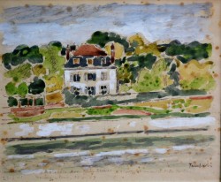 Jesi 1906 – Parigi 1994 </br>Paesaggio </br> Acquerello su carta (mm 205 x 245)