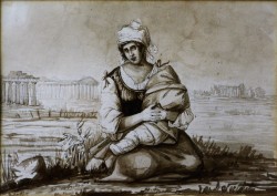 XIX secolo</br> Maternità a Paestum</br> Seppia su carta (mm 150 x 200)