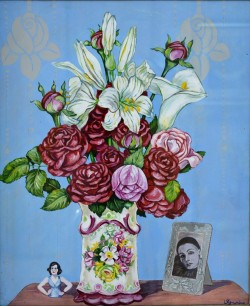 Battipaglia 1935 – Salerno 2015 </br>Vaso con fiori, 1972 </br> Acrilico su tela (cm 60 x 50)