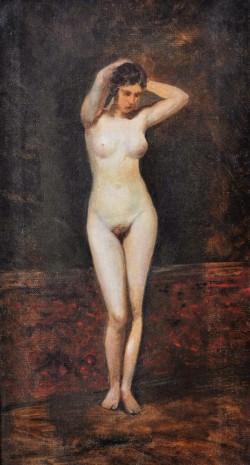 Roma 1843 – 1921 </br>Nudo, 1882</br> Olio su tela (cm 20,5 x 37,5)