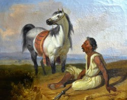 Vasto 1818 – Napoli 1899</br> La pausa, 1850</br> Olio su tela (cm 40 x 50)