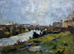 Napoli 1893 – Portici 1946</br> Il Tevere a Roma</br> Olio su tavola (cm 20,5 x 28,5)