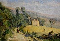 Avigliano 1892 – Napoli 1962 </br>Estate, 1926</br> Olio su tavoletta (cm 17,5 x 25)