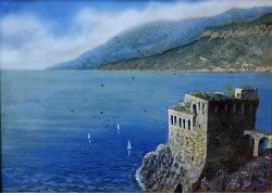 XIX secolo</br> La Torre di Maiori</br> Gouache su carta (mm 250 x 350)