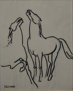 Potenza 1907 – Cortina d’Ampezzo 1994</br> Cavalli, 1971 </br>Pennarello su carta (mm 270 x 220)