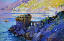Maiori 1906 – 1992 </br> La Torre di Maiori, 1934</br> Olio su tavola (cm 21,5 x 32,5)