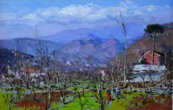 Maiori 1863 – Napoli 1940</br> Paesaggio salernitano</br> Olio su tavola (cm 27,5 x 37,5)