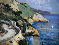 Napoli 1882 – 1951</br> La curva di Cannaverde, 1929</br> Olio su tavola (cm 11 x 14)