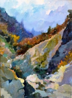 XIX secolo</br> Paesaggio lucano</br> Olio su tavola (cm 27 x 37)