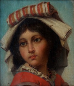 Venosa 1844 – Napoli 1883 </br>Ritratto di bimba, 1870 </br>Olio su tela (cm 15 x 17)