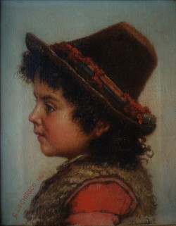 Venosa 1844 – Napoli 1883 </br>Ritratto di bimbo, 1870 </br>Olio su tela (cm 15 x 18)