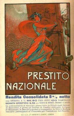 Venosa 1863 – Roma 1943 </br>Prestito Nazionale di guerra</br> Cartolina postale (cm 8 x 14)