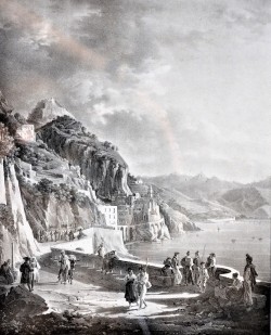 XIX secolo </br>Veduta di Atrani</br> Litografia Cuciniello e Bianchi (cm 23 x 32)