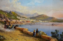 Napoli 1824 – 1916</br> Veduta di Salerno</br> Tecnica mista su cartone (mm 250 x 385)
