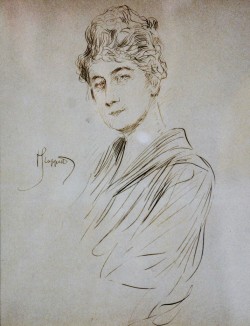 Amalfi 1863 – Napoli 1920 </br> Ritratto di donna</br> China su carta (mm 160 x 200)