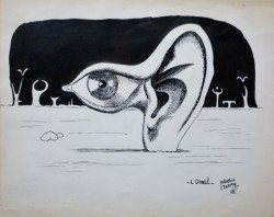 Cambrai 1907 – Milano 1984 </br>Non vedo e non sento, 1978 </br> Disegno su carta (mm 255 x 315)