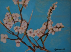 Matera 1932 – 1996 </br> Azzurro aprile, 1978 </br>Olio su tela (cm 30 x 40)