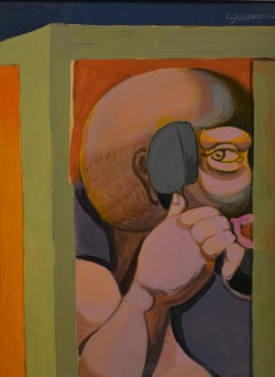 Matera 1932 – 1996</br> Comunicazione interrotta, 1976 </br> Olio su tela (cm 40 x 30)